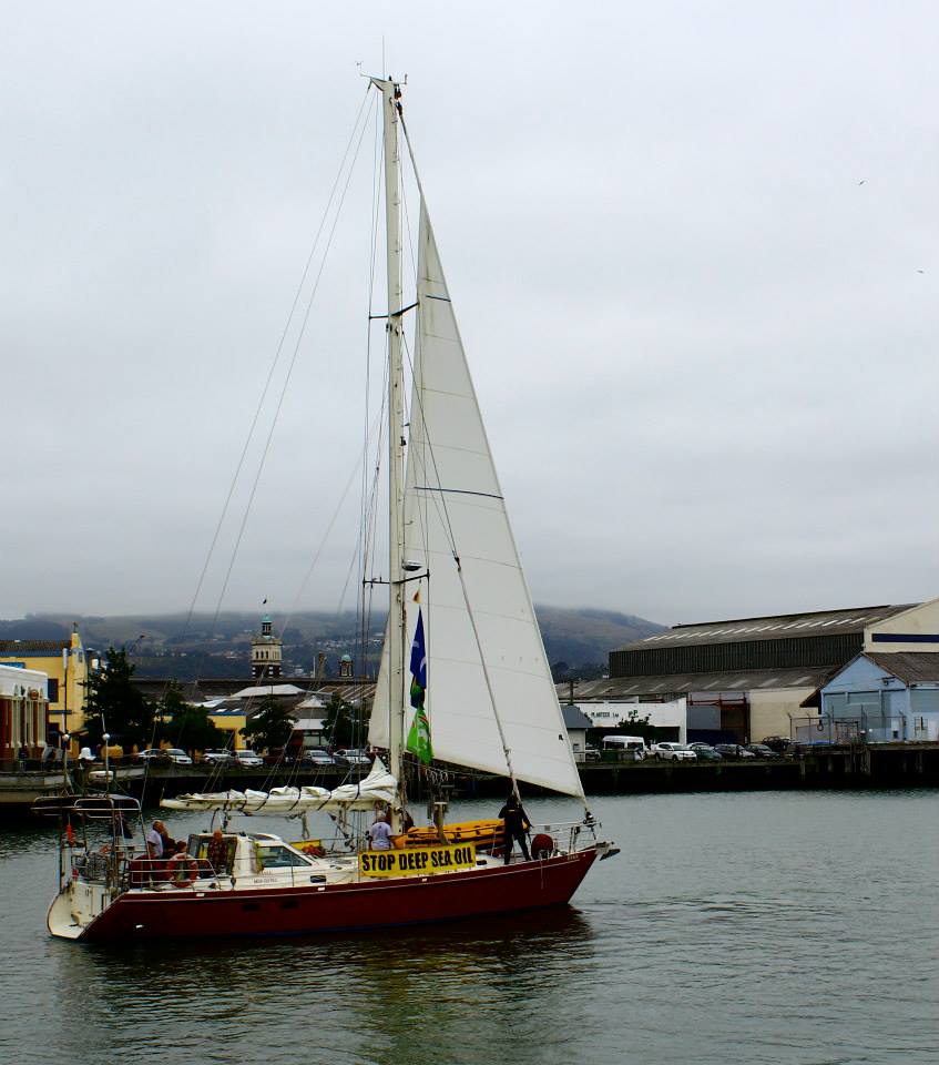 Tiama heads out as part of the Otago Flotilla